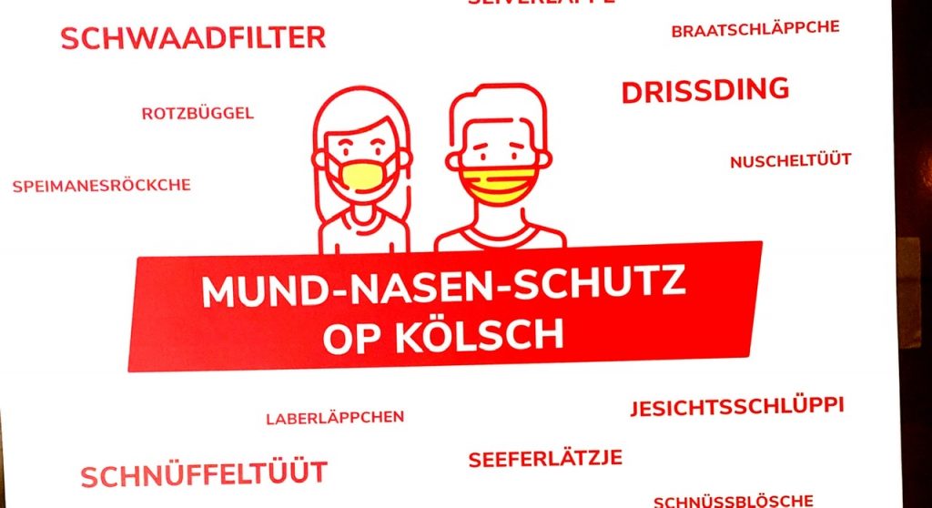 Plakat abbildung zuMund-Nasen-Schutz op Kölsch